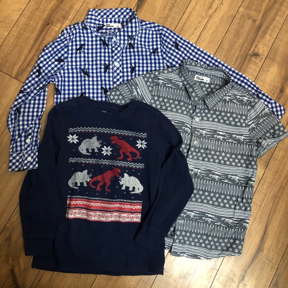 Lot of 3 Boys Size  7 Epic Threads Dinosaur Tops